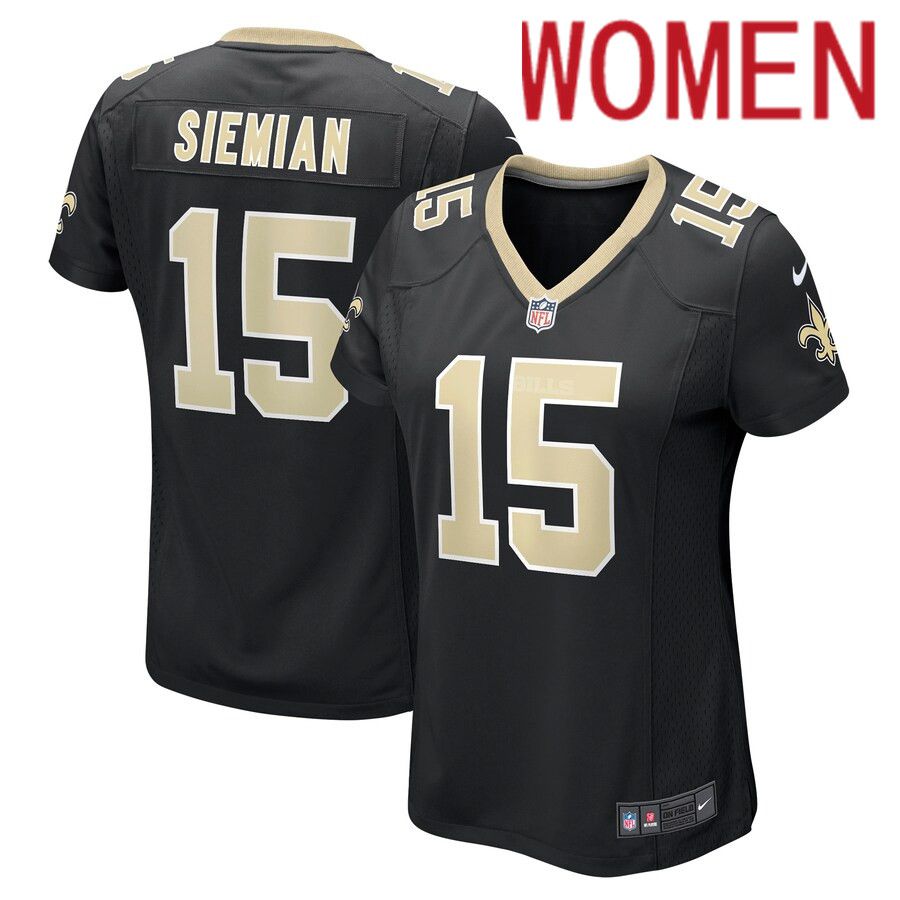 Women New Orleans Saints #15 Trevor Siemian Nike Black Game NFL Jersey->women nfl jersey->Women Jersey
